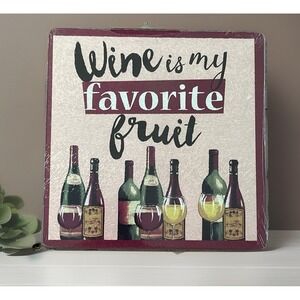 Wine Is My Favorite Fruit Design Glass Cutting Board  7.75" X 7.75"‎ - NEW